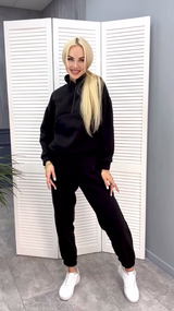 Женский теплый спортивный костюм на флисе, GF5699 цвет черный, размер 46/48