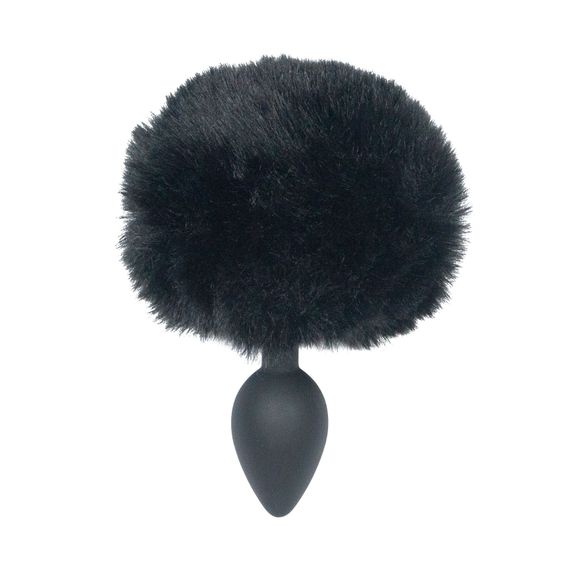 Анальна пробка з хвостом Punishment - Bunny Tail Silicone Anal Plug - Black
