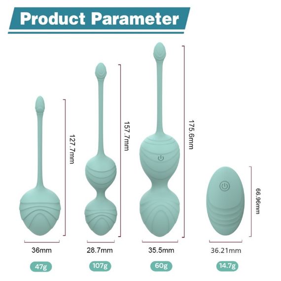 Набір вагінальних віброкульок Every Night Toys Audrey, 3 шт, з дистанційним пультом, бірюзовий sexstyle | Зображення 9