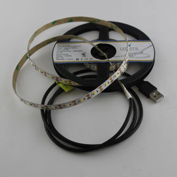 Светодиодная лента с USB нейтральный оттенок 5V 7.2W SMD2835 NW IP33 2m (DFN/60) | Зображення 3