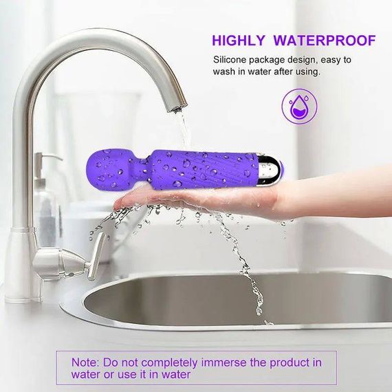 Вібратор мікрофон "Cordless Wand Massager", 20 режимів вібрації 8 рівнів інтенсивності, фіолетовий Sex Aura | Зображення 2