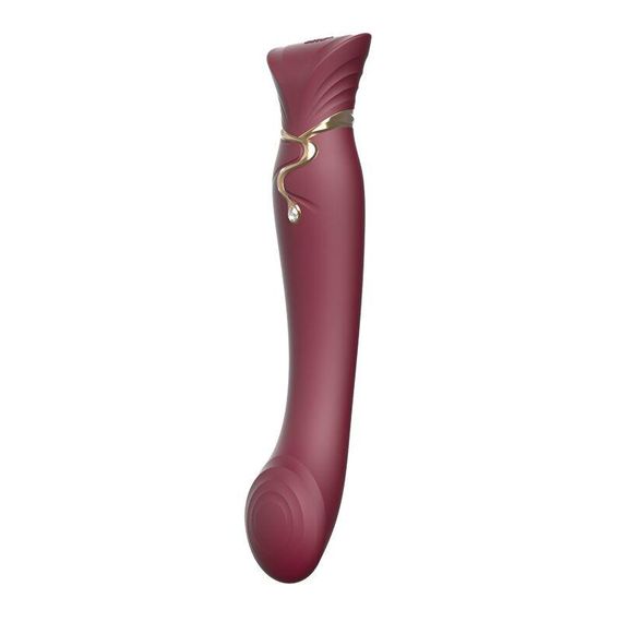 Смартвібратор 3в1 Zalo — Queen Wine Red, пульсівна перлина та вакуум, кристал Swarovski Sex Aura | Зображення 1