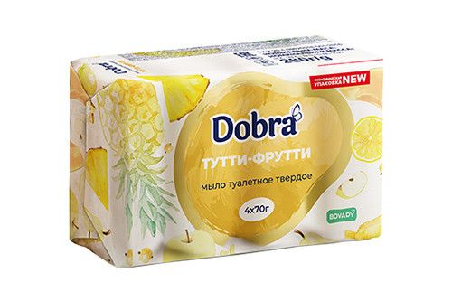 Мыло туалетное твёрдое косметическое 4*70г экопак Dobra Тутти фрутти