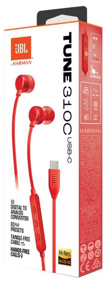 Гарнітура JBL TUNE 310C USB-C Red (JBLT310CRED) | Зображення 2