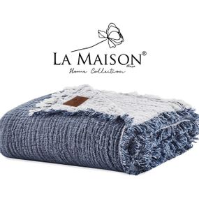 Муслінове покривало La Maison 230×240 Selin Mavi - Ekru