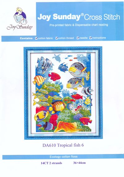 Набір для вишивання за нанесеною на канву схемою "Tropical fish  6". AIDA 14CT printed, 36*44 см | Зображення 1