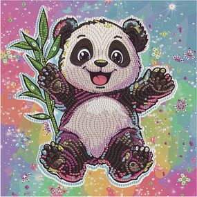 Алмазная мозаика "Счастливая панда" DBS52208 неполная выкладка 25х25 см