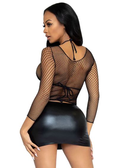 Сітчастий топ Leg Avenue Long Sleeves T-Shiets Black, One Size | Зображення 1