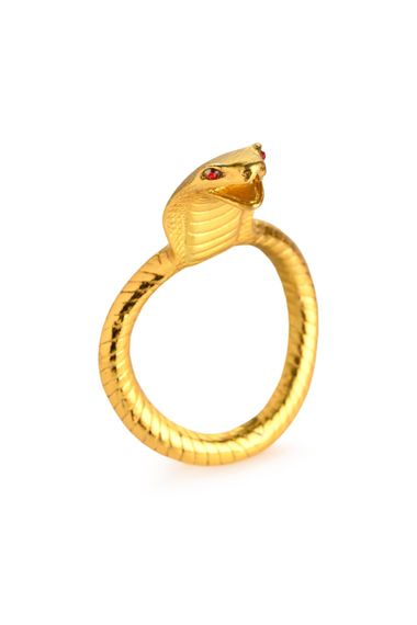 Ерекційне кільце з головою кобри Master Series: Cobra King Golden Cock Ring | Зображення 1