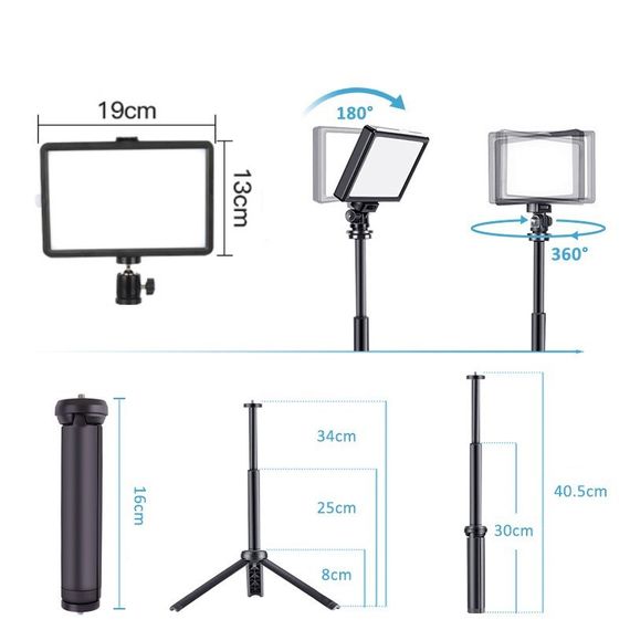 Комплект LED света для фотосъемки 3200-5500K с регулируемой яркостью и цвета USB со стойкой | Зображення 2