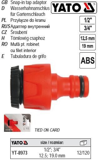 Адаптер крана YATO Польша внутренний 1/2"-3/4" YT-8973