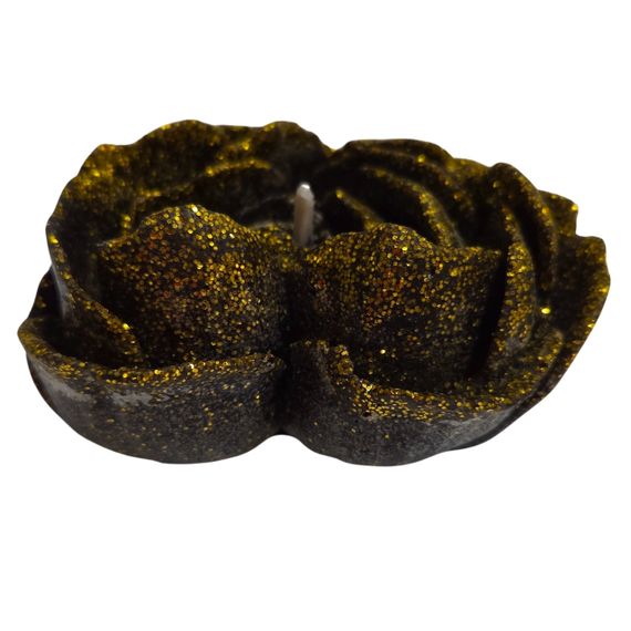 Свеча низкотемпературная в виде розы (шимер+глитер) GlowKink черная, L Sex Aura | Зображення 2