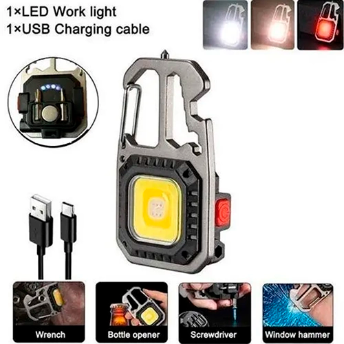 Ліхтар MULTIFUNCTIONAL 5138/KL-535-COB ULTRA(white+yellow+red), multitool, Li-Ion акумулятор, магніт, карабін, викрутка, ЗУ Type-C | Зображення 3