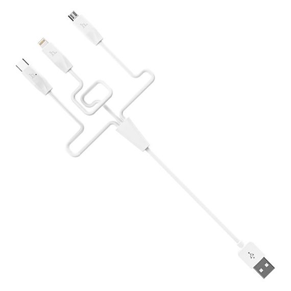 Кабель HOCO X1 USB-1 3 in 1 Micro/Iphone/Type-C, 2A, довжина 1м, White | Зображення 1