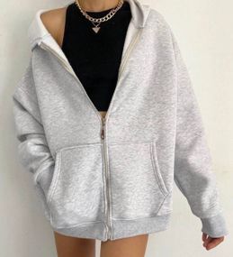 Женский худи оверсайз на молнии STS263 цвет серый, размер 48/50