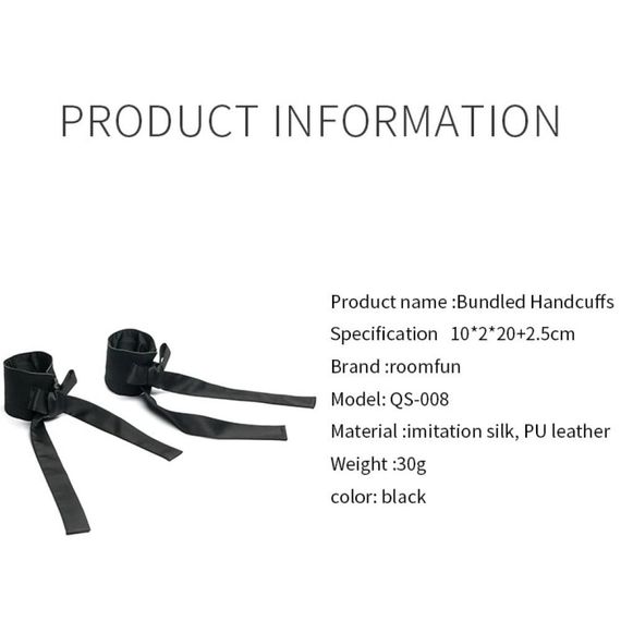 Изысканные наручники на запястья Roomfun с бантами, черные sexstyle | Зображення 8