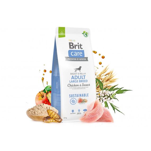 Корм сухий Brit Care Dog Sustainable Adult Large Breed для дорослих собак великих порід з куркою та комахами 12 кг | Зображення 5
