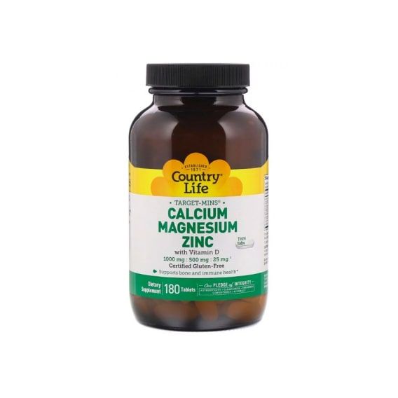 Мультимінеральний комплекс Country Life Target-Mins Calcium Magnesium Zinc 180 Tabs