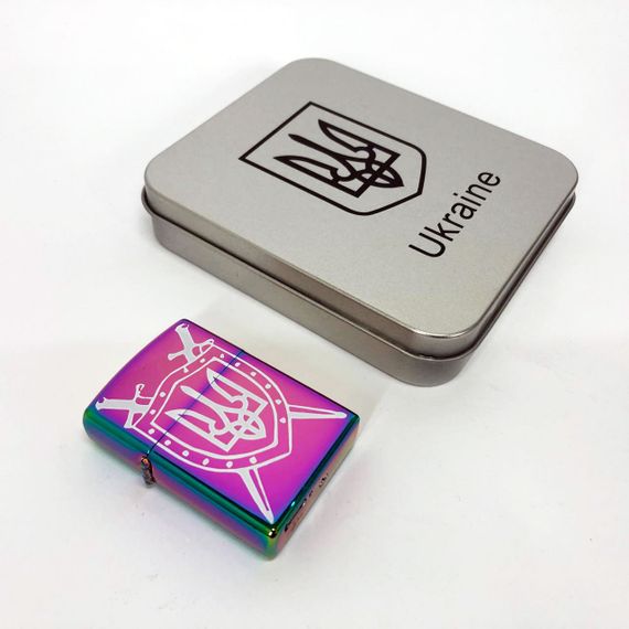 Дугова електроімпульсна запальничка USB Україна (металева коробка) HL-446. FK-986 Колір: хамелеон | Зображення 8