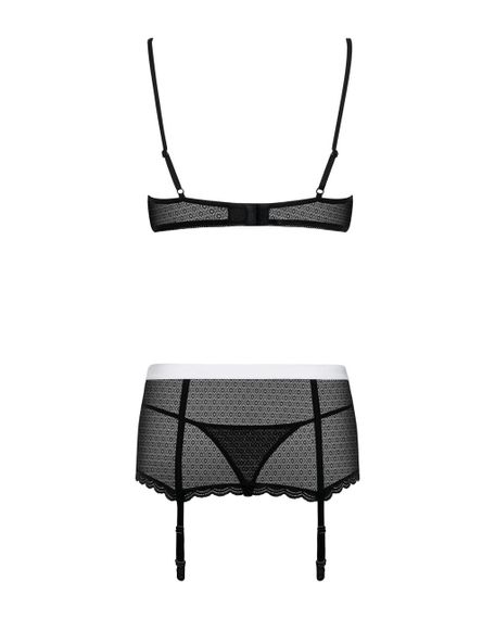 Еротичний костюм покоївки Obsessive Maidme set 5pcs, бюстгальтер, пояс з фартухом, панчохи, стр, L/XL | Зображення 5