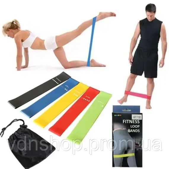 Гумки для фітнесу Loop Bands 5 штук із чохлом у комплекті