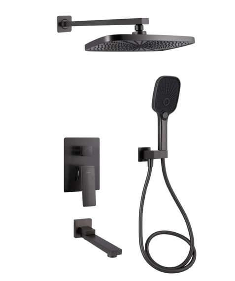 Душова система універсальна Qtap Gemini Gunmetal Black PVD прихованого монтажу QTGEM114GMB45704