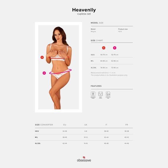 Еротичний комплект Obsessive Heavenlly 2-pcs cupless set XL/2XL, відкриті груди, з доступом | Зображення 4