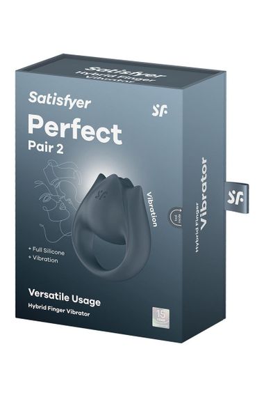 Вібратор для пар Satisfyer Perfect Pair 2 з кільцем для пальцем, сірий Sex Aura | Зображення 5