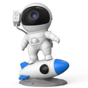 Ночник проектор галактики з управління з телефону космонавта на ракеті білий.