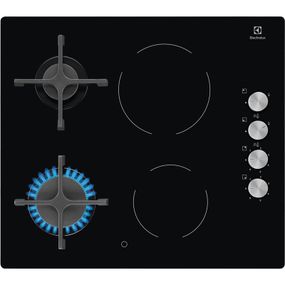 Варочная поверхность Electrolux комбинированная (2 газ + 2 стеклокерамика), 60см, чугун, черный (EGE6172NOK)