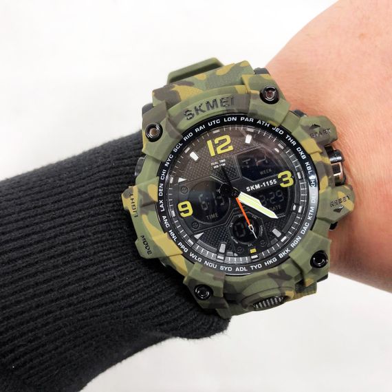 Електронні спортивні годинники SKMEI 1155BCMGN GREEN CAMO, Наручні годинники чоловічі тактичні чоловічі FH-31 | Зображення 7