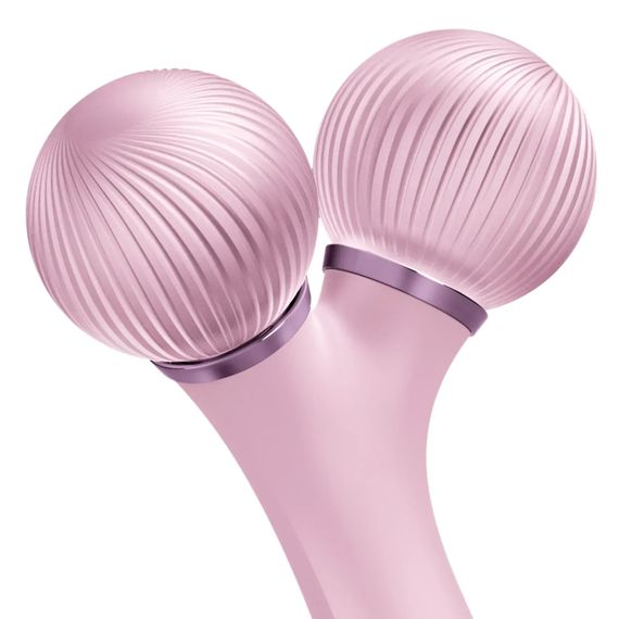 Електронний ультразвуковий ролик для обличчя GESKE Sonic Facial Roller 4в1 gray, Рожевий | Зображення 4