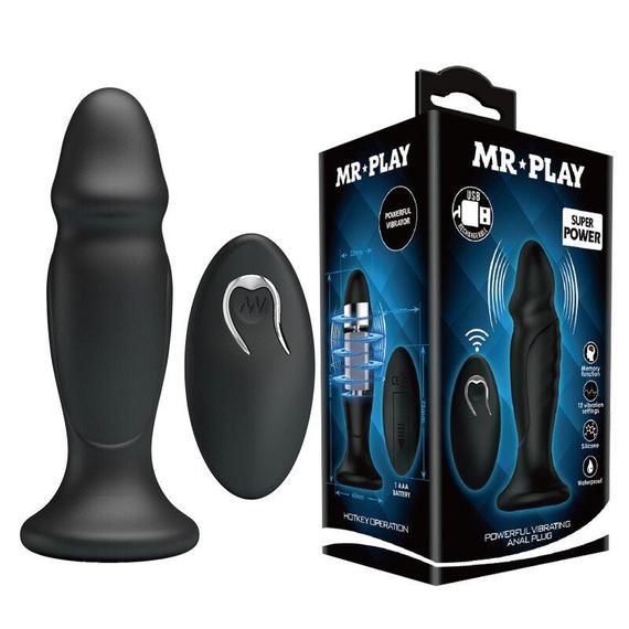 Анальний стимулятор з вібрацією і пультом ДУ-MR PLAY Super Power, BI - 040085W-MR Sex Aura | Зображення 1