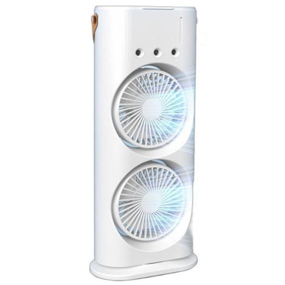 Настольный вентилятор F12 Spray Dual-Fan 2in1 с водяным охлаждением 1800mAh White | Зображення 1