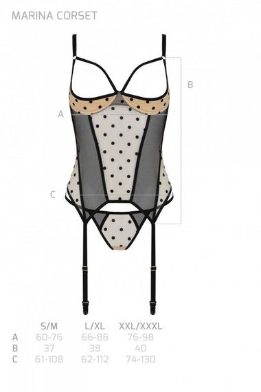 Корсет Passion MARINA CORSET, L/XL, beige, з відкритими чашками | Зображення 4