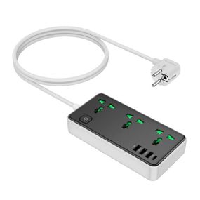 Мережевий фільтр HOCO AC7A на 3 розетки + 3 USB+USB-C, 17W, 220В, кабель 1, 5м, Black/White, Box