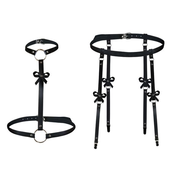 Шкіряний набір з портупеї та гартерів Art of Sex - Venecia, розмір XS-2XL, колір Чорний | Зображення 3