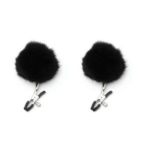 Затискачі для сосків з хутром "Pom Pom Nipple Clamps" чорний