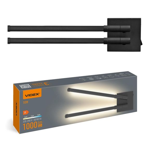 Світлодіодний світильник настінний VIDEX WL042 10W 3000-4000-6000K Black