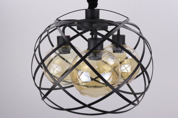 Люстра підвісна LOFT на 3 лампочки 25039 Чорний 40-100х40х40 см.