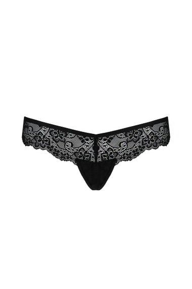 Кружевные трусики-танга с атласным бантиком Passion Naja Thong, Черный, 2XL, 3XL, 2XL/3XL, Большие размеры | Зображення 3