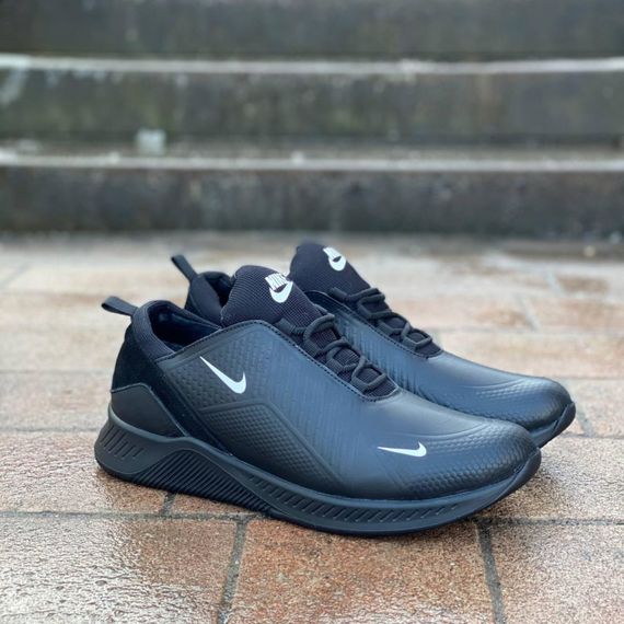 Зимові шкіряні кросівки Nike натуральне хутро чорні | Зображення 5
