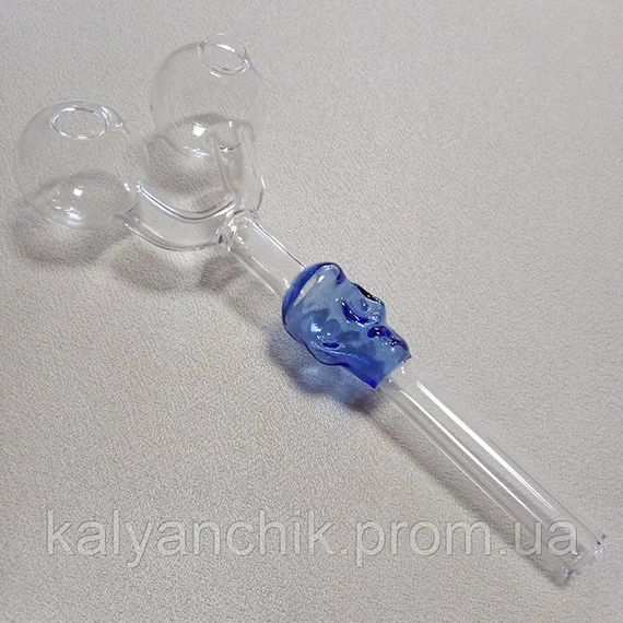 Скляна трубка Skull Double Oil Light Blue