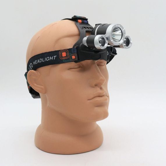 Фонарь налобный аккумуляторный RJ 3000, зарядка от сети и прикуривателя / Светодиодный фонарь на голову | Зображення 2