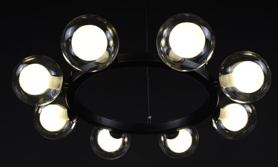 Люстра підвісна на 8 лампочок 27914 Чорний 25-130х54х54 см. | Зображення 7