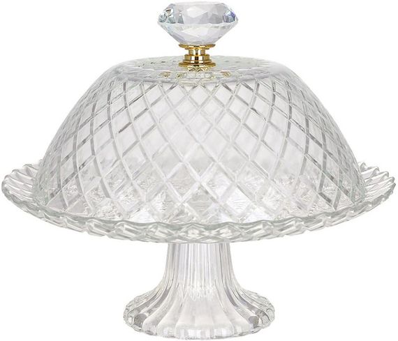 Тортівниця скляна "Crystal Glass" Ø24см зі скляним ковпаком
