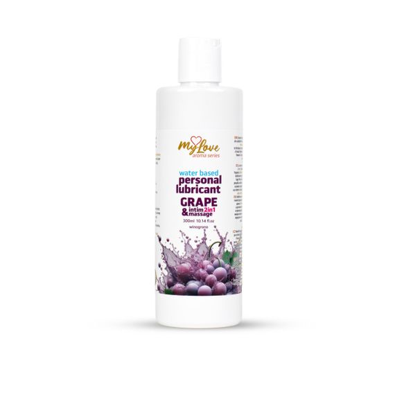 Водний лубрикант 2в1 для інтимної близькості та масажу MyLove Aroma Series Grape (Виноград), 300 мл Sex Aura