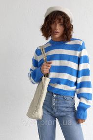 В'язаний джемпер oversize в смужку колір синій FL_000497