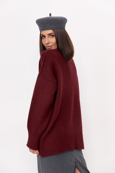 Жіноча в'язана кофта oversize - бордо цвет, ONE SIZE (є розміри) | Зображення 1