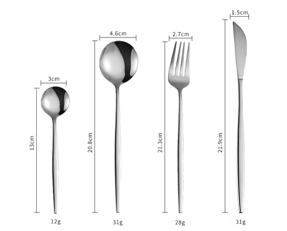 Набір столових приладів Kitchen Ware 24 шт. з нержавіючої сталі на 6 персон Silver | Зображення 3